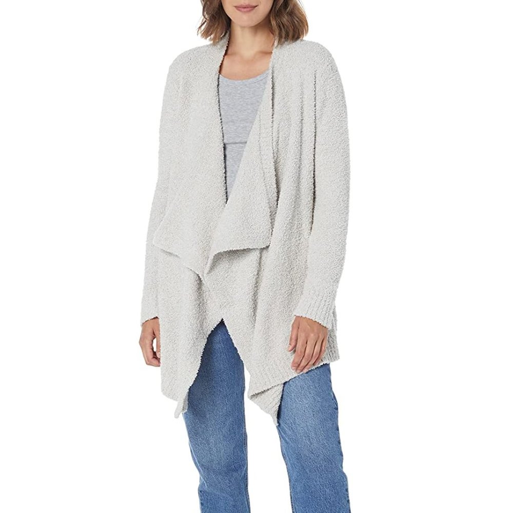 UGG Phoebe Fluffy Driftwood Gray Sweater Wrap Drape Cardigan Size Small